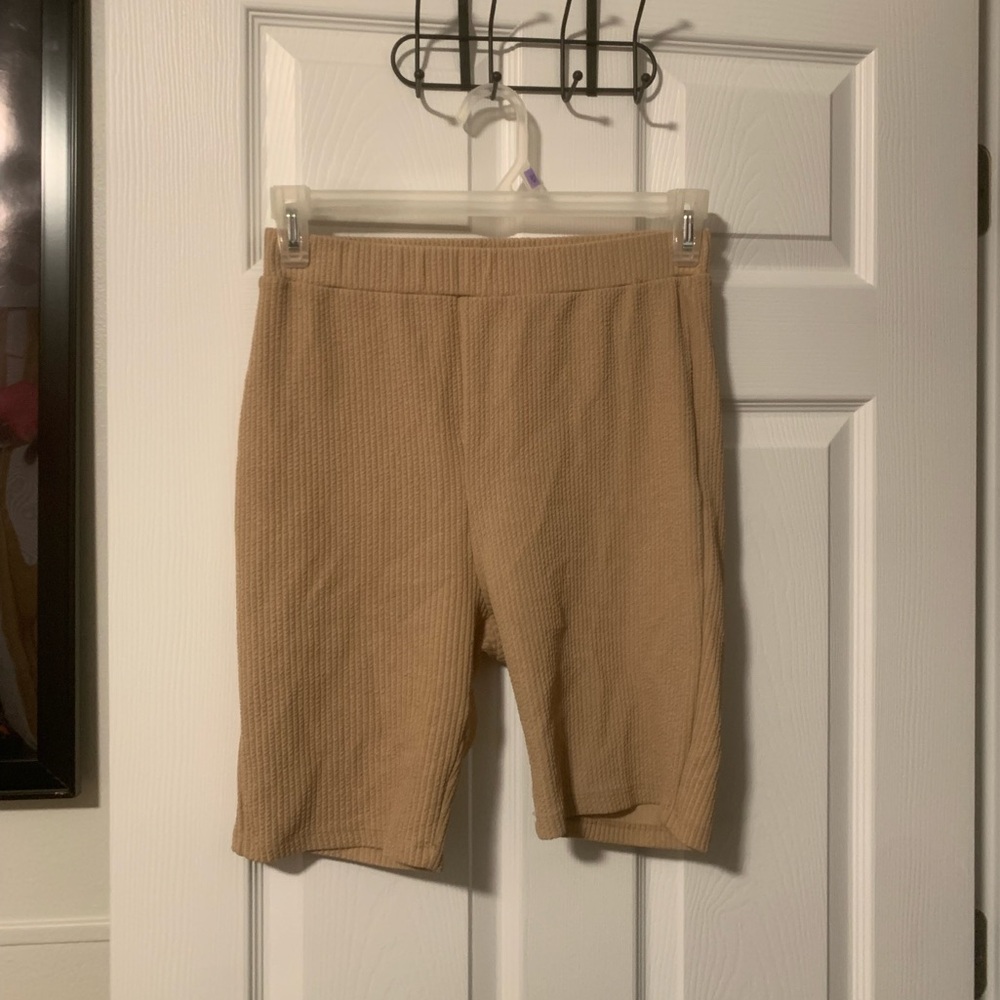 Fashion Nova Ribbed Tan Shorts